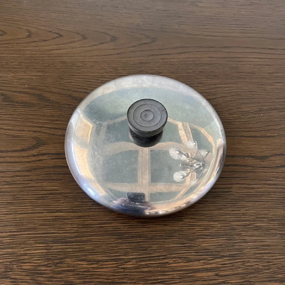 Vintage Revere Ware Stainless Steel Replacement Pot Lid Black Bakelite Knob‎ 7